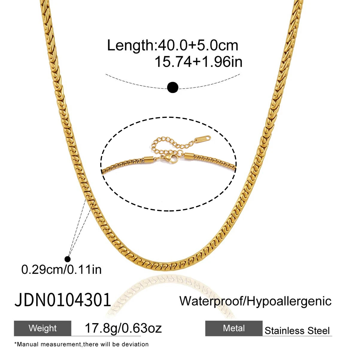 KIKA Water Drop Zircon Pendant Necklace 18K Gold PVD Plated Stainless Steel 316L
