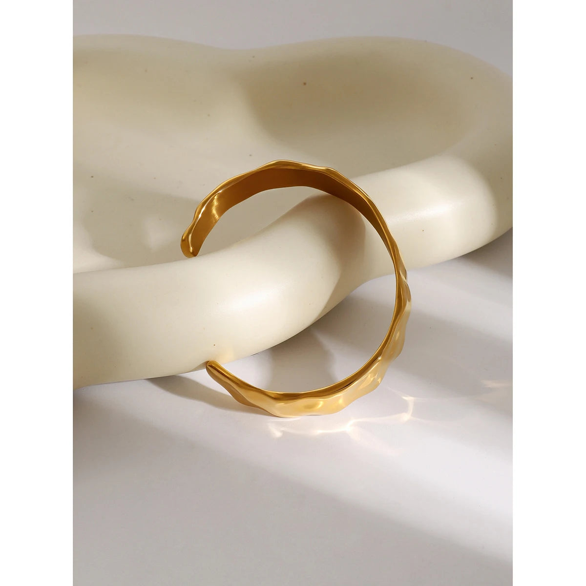 Kika Waterproof 316L Stainless Steel Metal Wide Cuff Bracelet Bangle