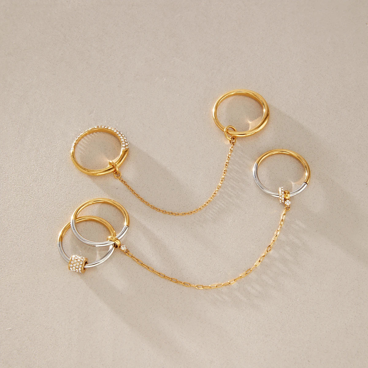 KIKA Delicate Crystal Rings For Women Minimalist 18K Gold PVD Plated Stainless Steel Tassel Rings Fashion Jewelry Gift
