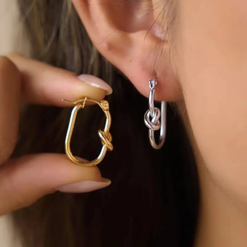KIKA Classic Knotted U Shape Clip EarringsPVD 18K Gold Plated Stainless Steel316L