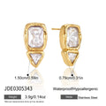 KIKA Delicate Geometric Zircon Stud Earrings 18K Gold PVD Plated Stainless Steel 316L