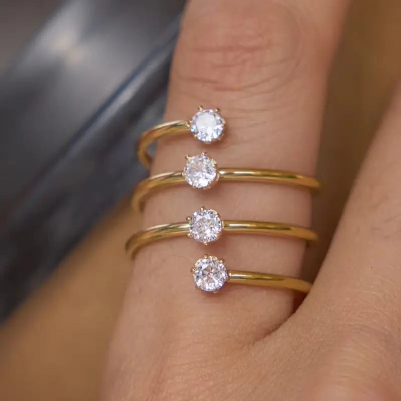 Kika Delicate Zircon Multilayer Open Rings