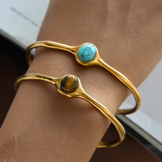 Vintage Oval Tiger Eye Cuff Bangle