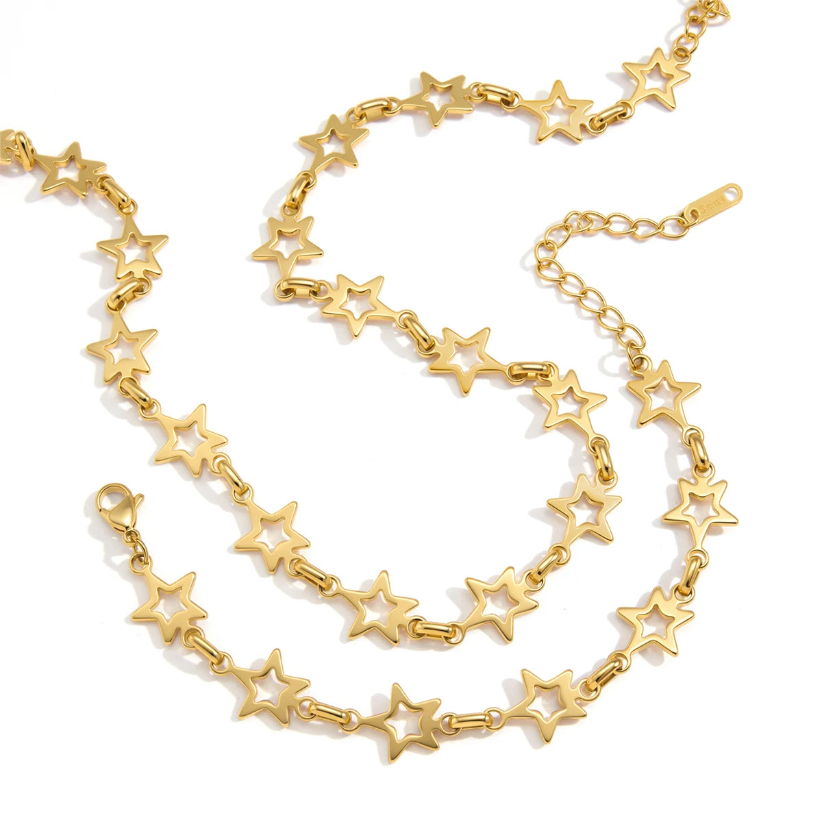 Kika Classic Hollow Out Stars Splicing Chain Necklace