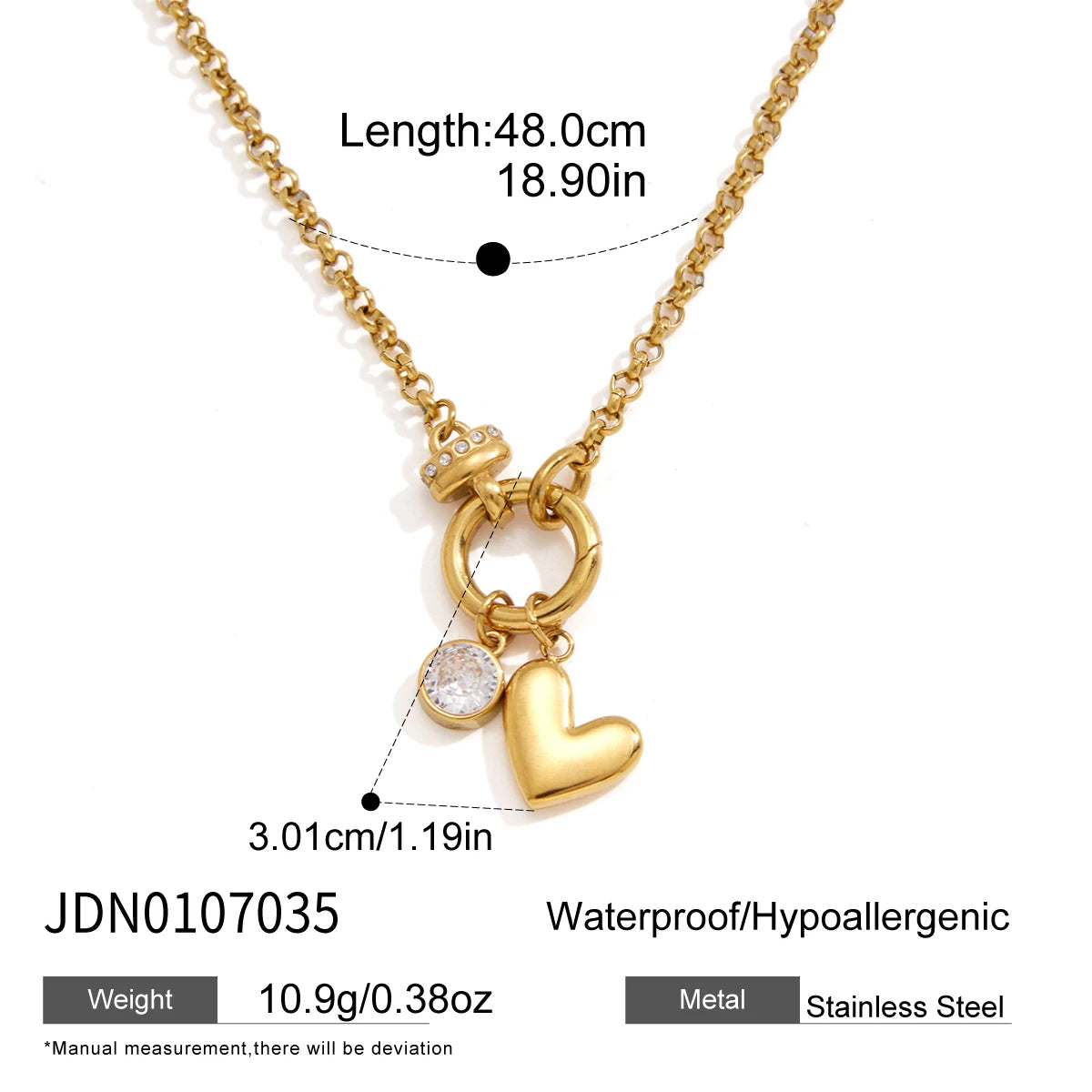 KIKA Detachable Heart Cross Pendant Necklace For Women Minimalist 18K Gold PVD Plated Stainless Steel Necklace Fashion Jewelry