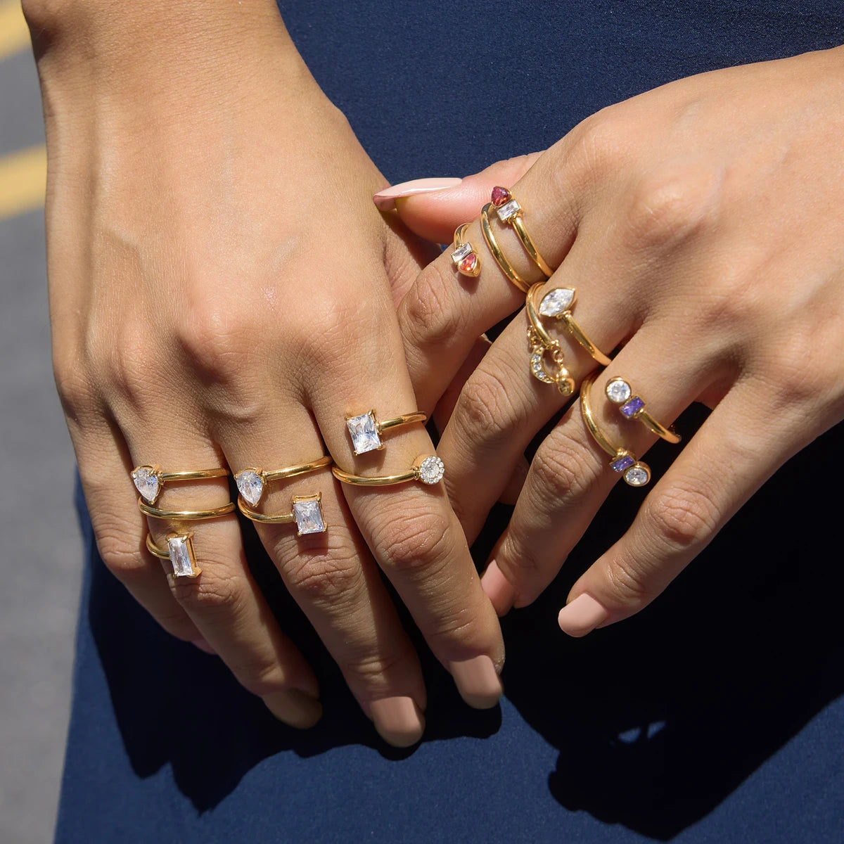 KIKA Delicate Zircon Rings PVD 18K Gold Plated Stainless Steel 316L