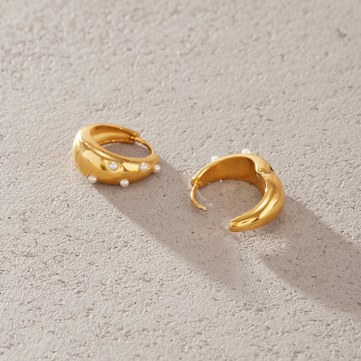 Kika Elegant Imitation Pearl Earrings Minimalist 18K Gold PVD Plated Stainless Steel 316L