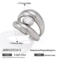 Kika Delicate Oval Zircon Double Layer Open Rings