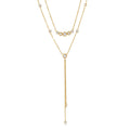 Kika Delicate Round White Zircon Smiley Face Y-Shaped Chain Double-Layer Necklaces