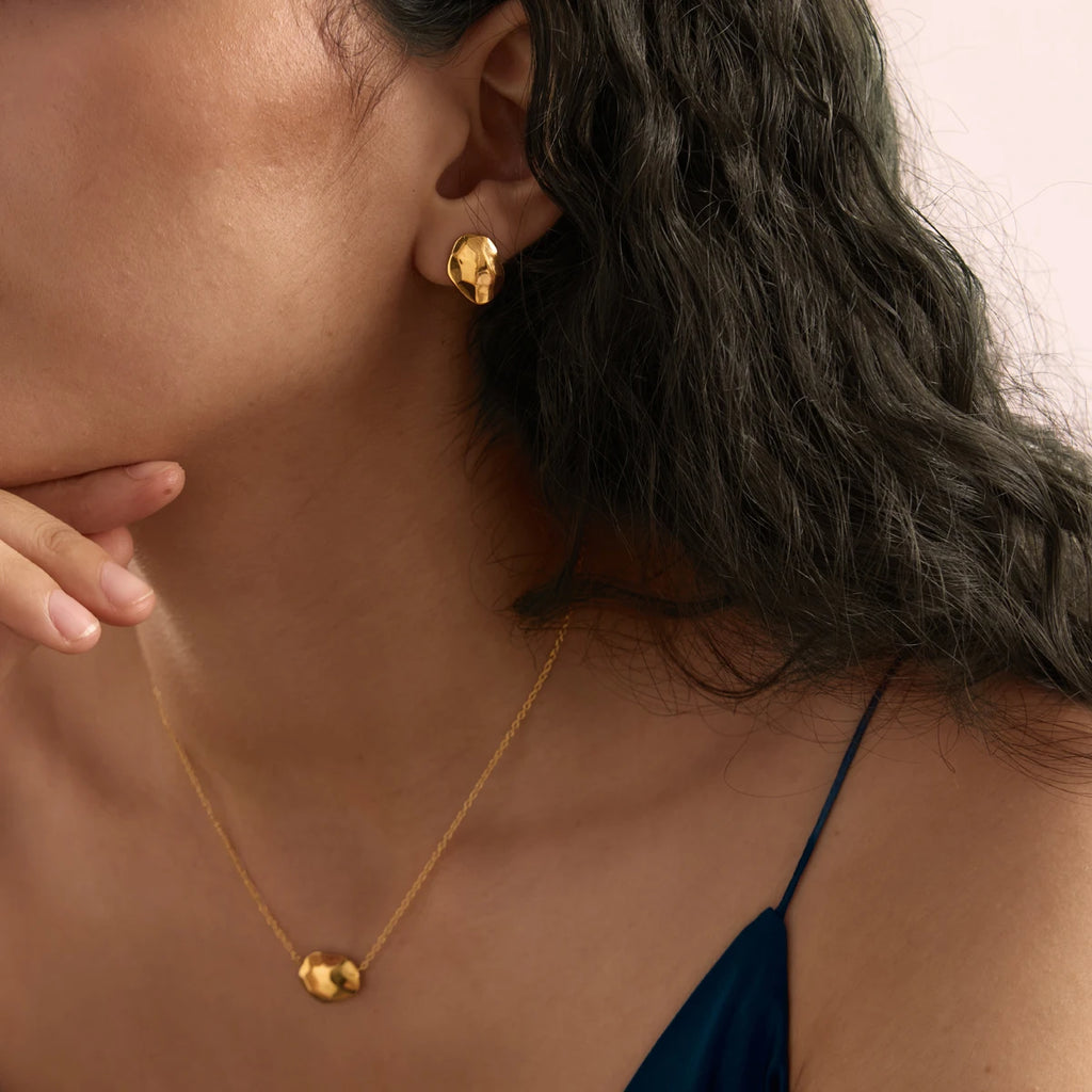 KIKA Classic Geometric Pendant Necklace Stud Earrings PVD 18K Gold Plated Stainless Steel 316L