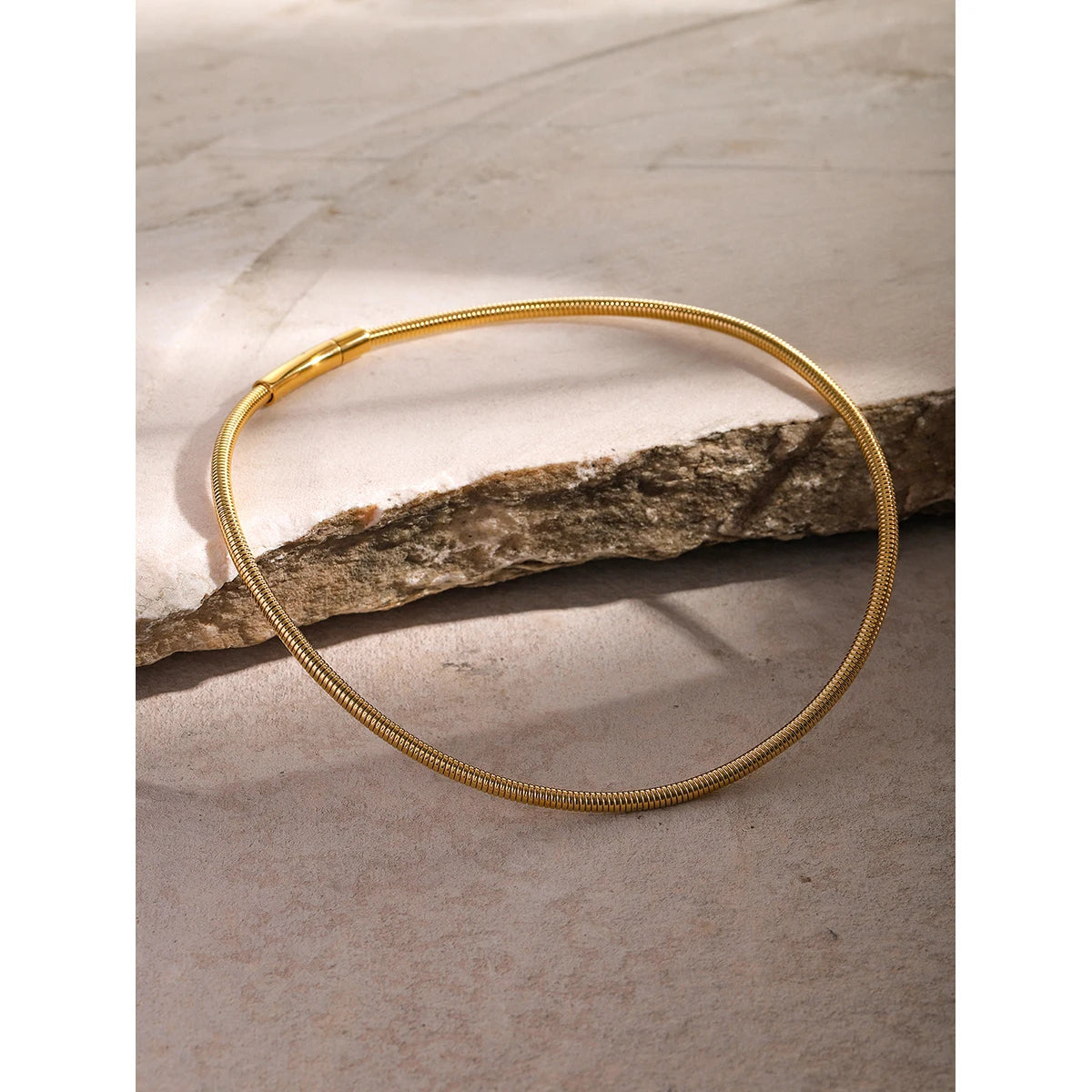 Metal Texture Cuff Necklace Snake Chain 16K Gold Plated