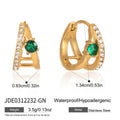 Kika Vintage Geometry Green Zircon Stacked Earrings