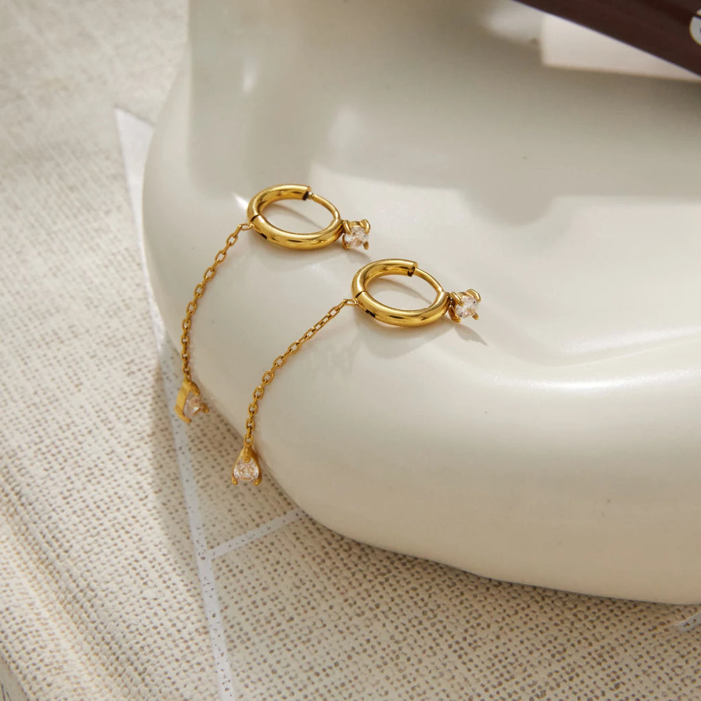 KIKA Classic Water Drop Zircon EarringsPVD Gold Plated Stainless Steel 316L