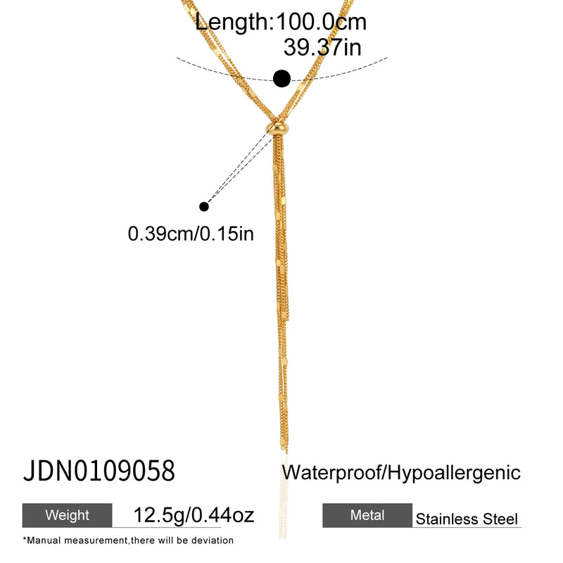 KIKA Multilayer Y Shape Long Chain Necklace For Women Minimalist 18K Gold PVD Plated Stainless Steel Necklace Fashion Jewelry