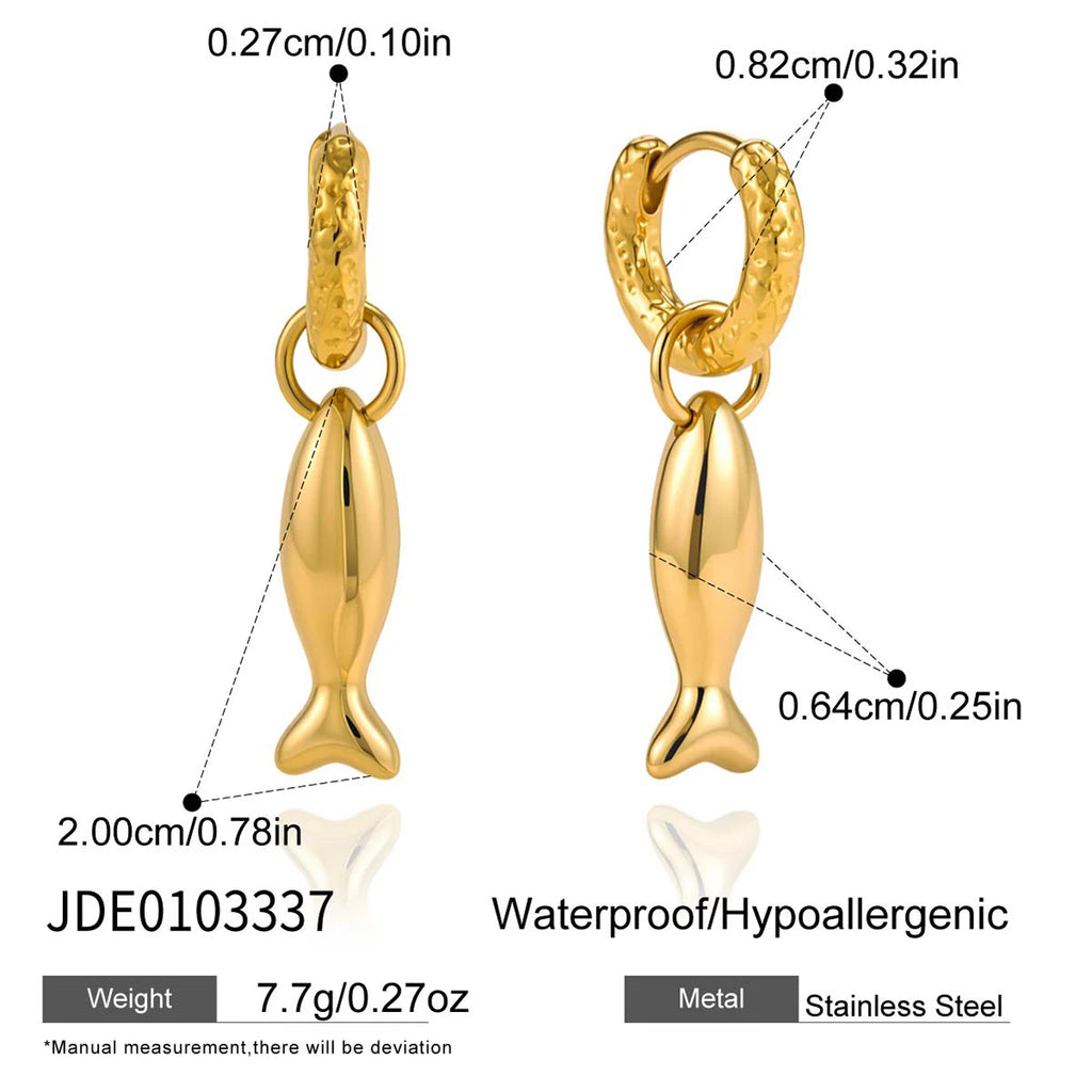 KIKA Ocean Style Fish Drop Earrings PVD Plated Stainless Steel 316Lt