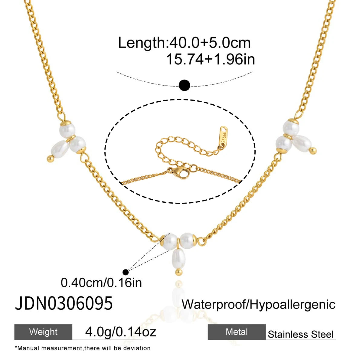 KIKA Elegant Imitation Pearl Necklace Minimalist 18K Gold PVD Plated Stainless Steel 316L