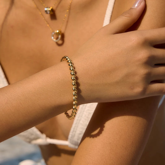 Kika Delicate Green Zircon Fried Dough Twists Bracelet