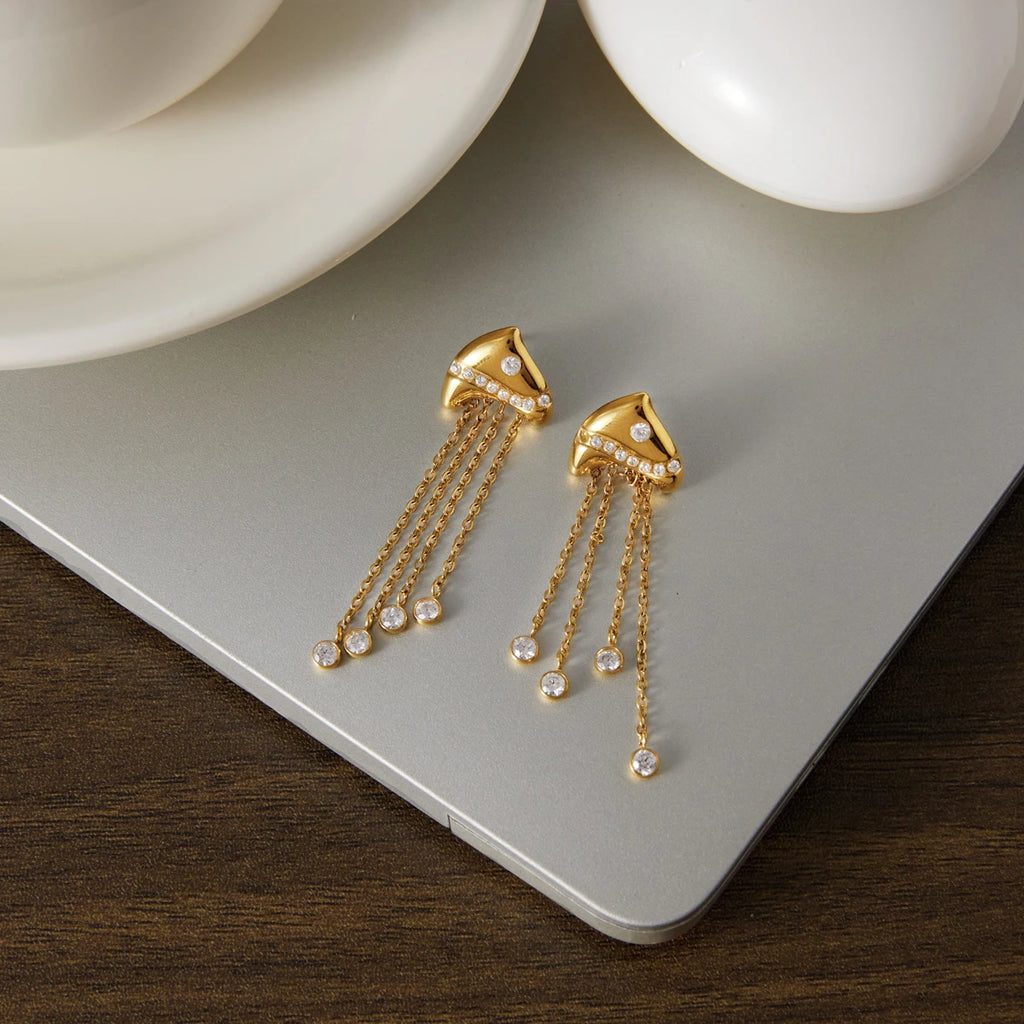 Kika Tropical Fish Shaped Chain Tassel Earrings
