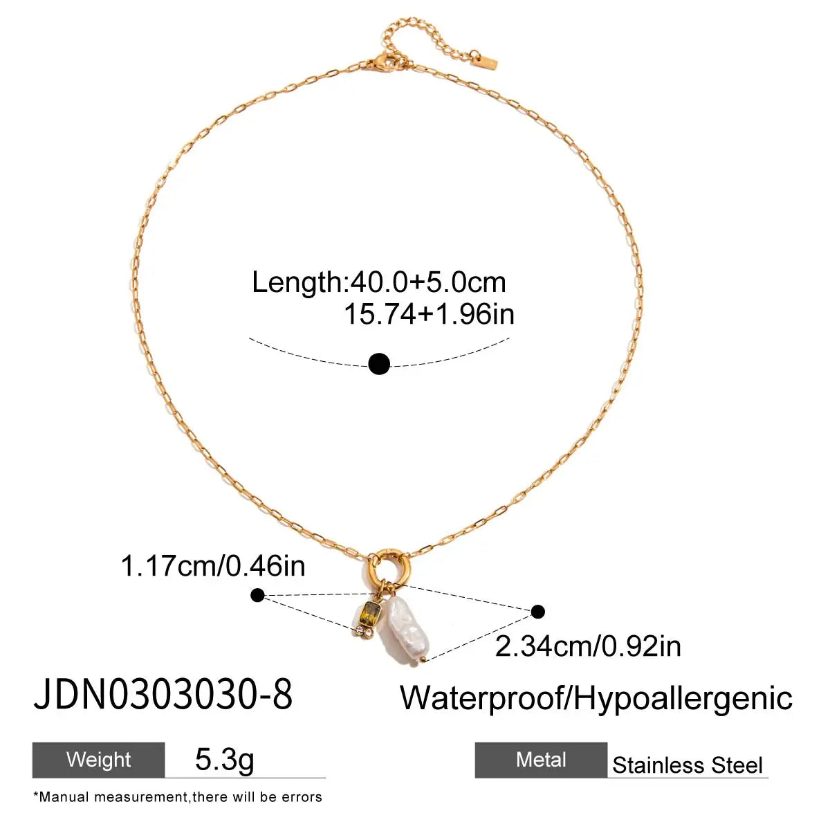 Kika Fashion Minimalist Freshwater Pearl Pendant Necklace