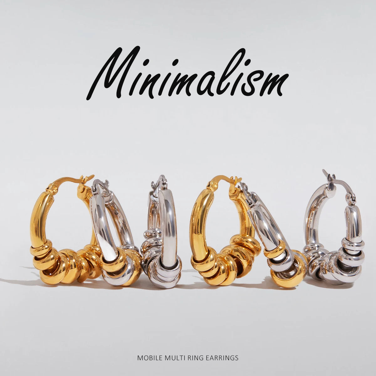 KIKA Minimalist 18K Gold Color PVD  Plated Stainless Steel 316L  Mobile Multi Loop Earrings