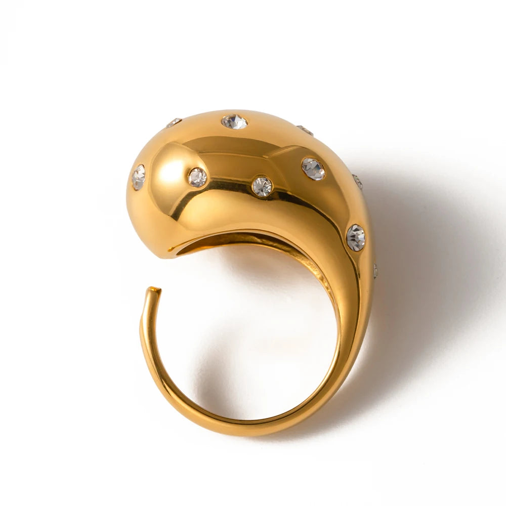 Kika Stainless Steel Half Empty Chunky Exclusive Ring 18K PVD Plated Waterproof Texture Personalized Statement Jewelry Women