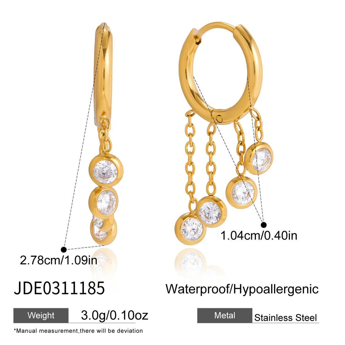 Kika Classic Trendy Chain Tassel Earrings Hypoallergenic
