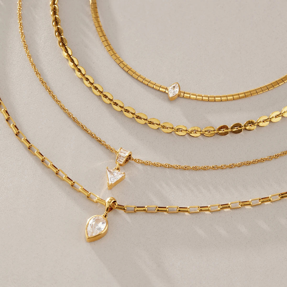 Kika Geometric Zircon Pendant Necklace 18K Gold PVD Plated Stainless Steel 316L