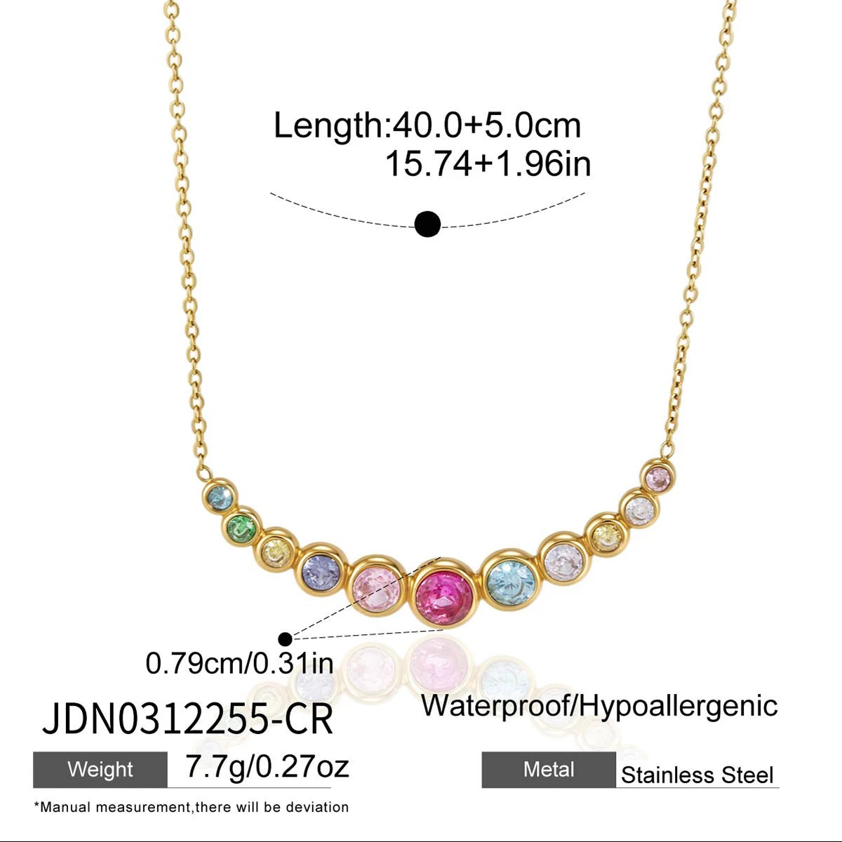 Kika Delicate Colored Circular Zircons Gradient Smiling Face Necklace