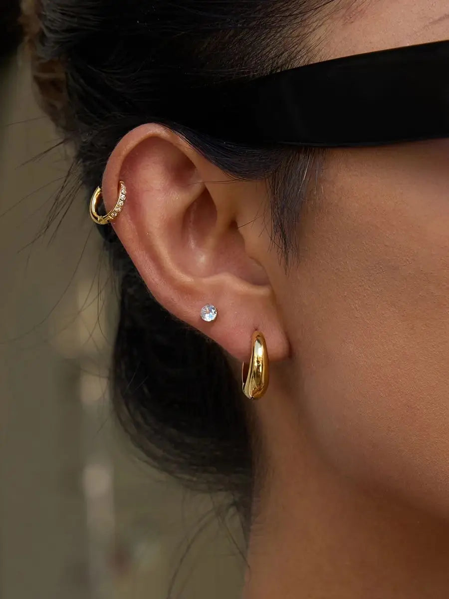 KIKA Simple Classic 18K Gold Color PVD Plated Stainless Steel 316L 14mm 16mm 18MM O Shaped Earrings