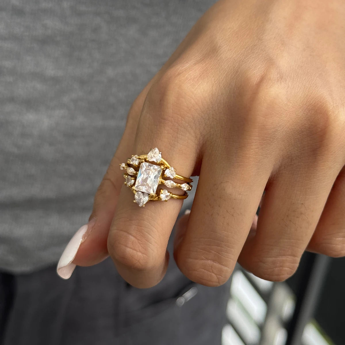 KIKA Classic Geometric Zircon Rings For Women Minimalist 18K Gold PVD Plated Stainless Steel Rings Party Fashion Jewelry Gift