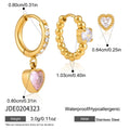 Kika 3 Pcs/Set Heart Zircon Earrings 18K Gold PVD Plated Stainless Steel 316L