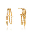 Delicate Hollowed Out Chain Fringed Conical Pendant Rhinestone Earring