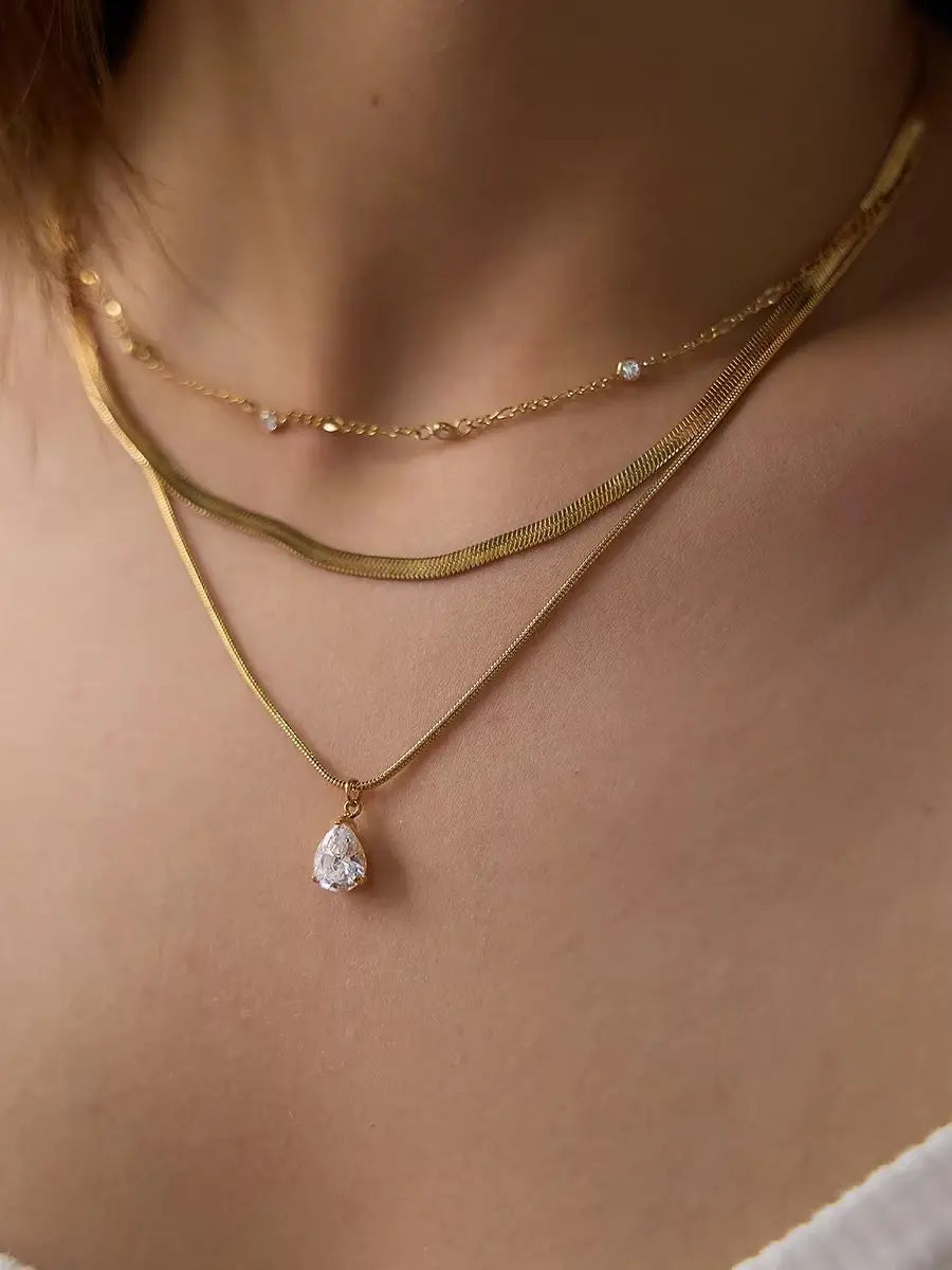 Kika Classic Water Drop Zircon Pendant Necklace