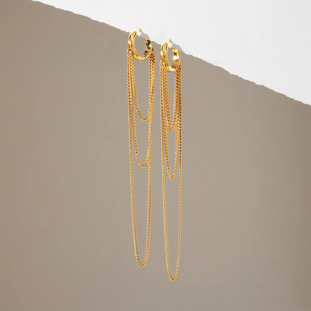KIKA Minimalist Long Chains Tassel Earrings For Women Classic 18K Gold Plated Stainless Steel 316L