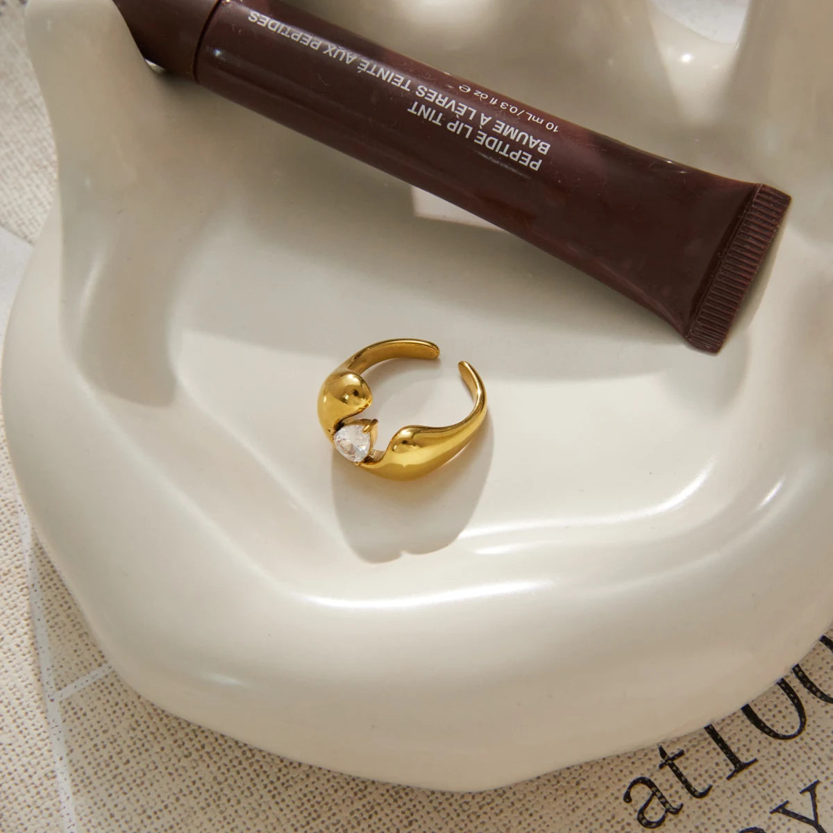 Kika Classic Water Drop Zircon U Shape Open Rings