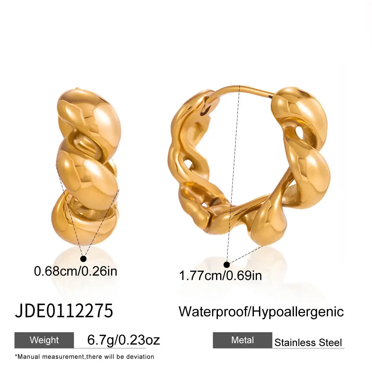 Kika Classic Glossy Hollow Out Wrapped Wave Earrings