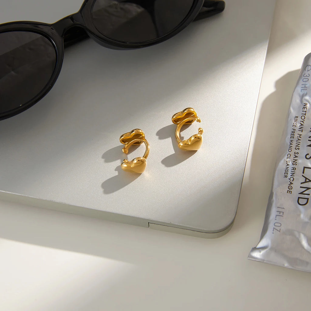KIKA Classic PVD Plated Gold Heart Shape Ear Clip  Stainless Steel 316L