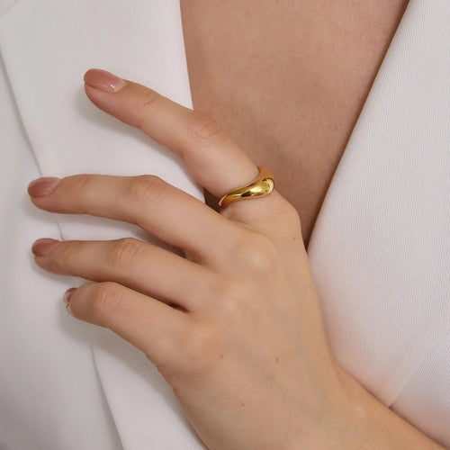 KIKA Classic Chunky Wave Shape Rings For Women Minimalist 18K Gold PVD Plated Stainless Steel Rings Fashion Jewelry Gift