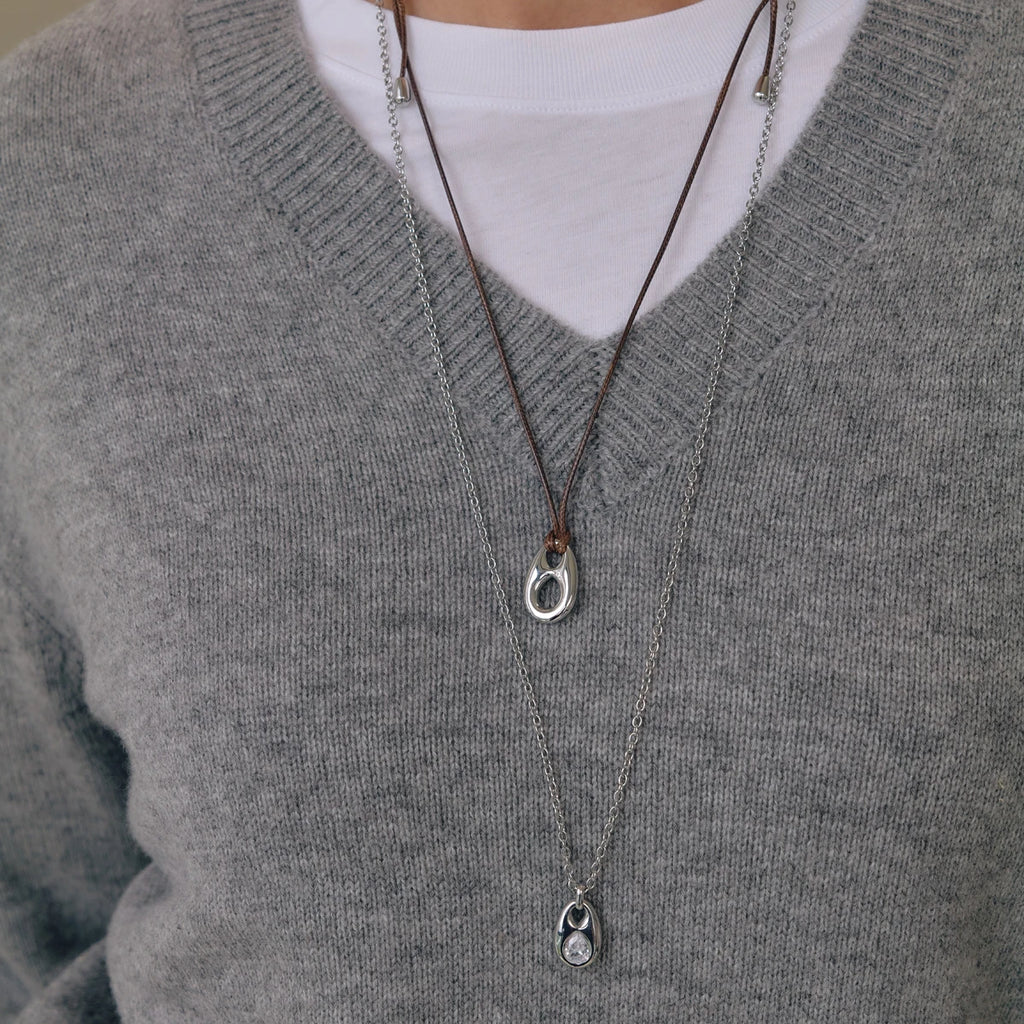 KIKA Classic Water Drop Pendant Necklace For Women Minimalist Long Rope Stainless Steel Chain Necklace Fashion Jewelry Gift