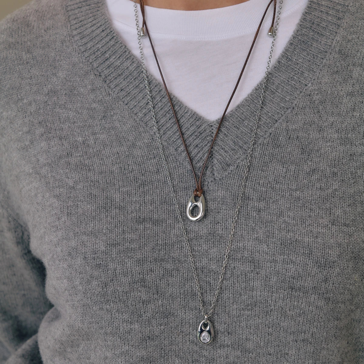 KIKA Classic Water Drop Pendant Necklace For Women Minimalist Long Rope Stainless Steel Chain Necklace Fashion Jewelry Gift