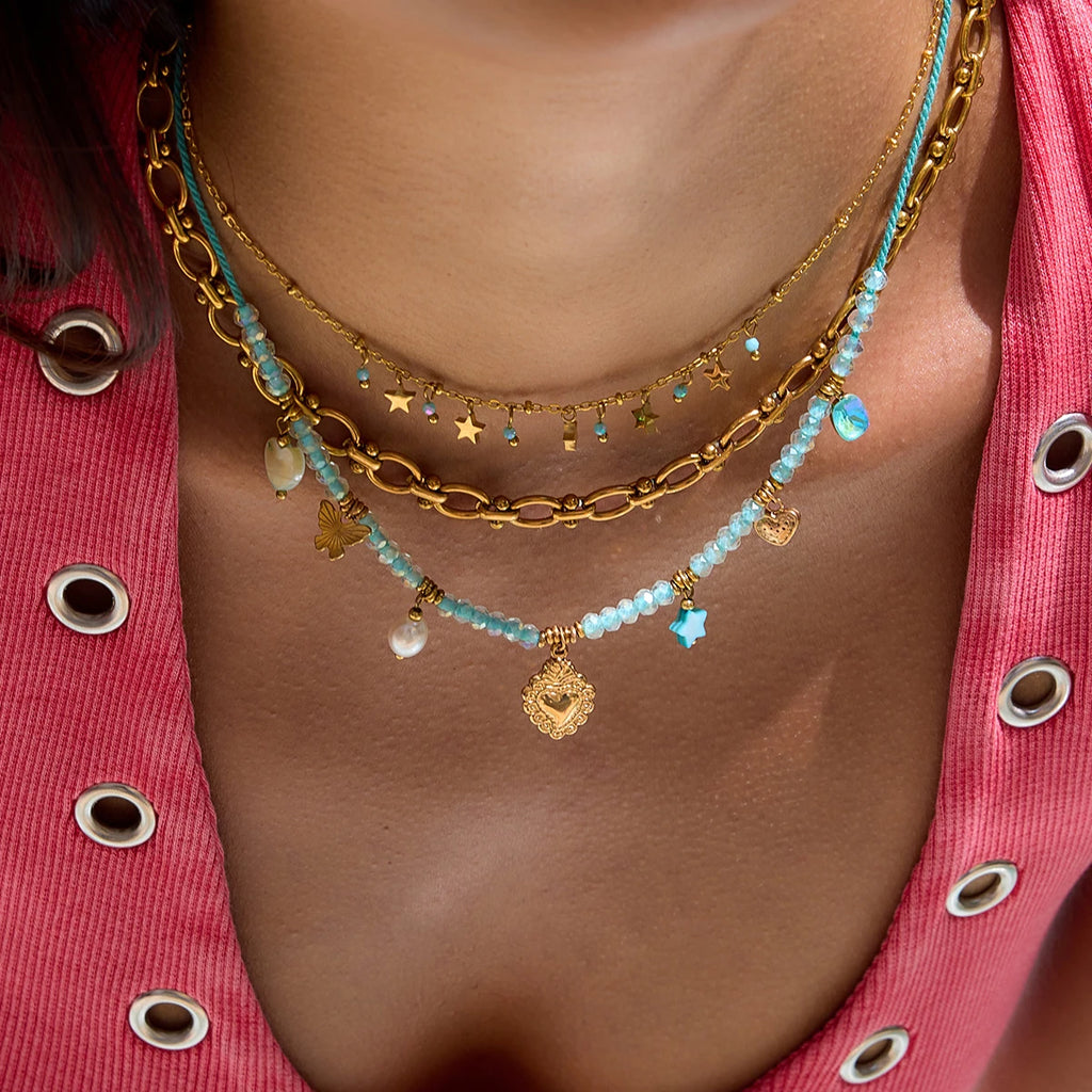 Kika Ocean Vacation StyleHeart shaped Butterfly  Necklace