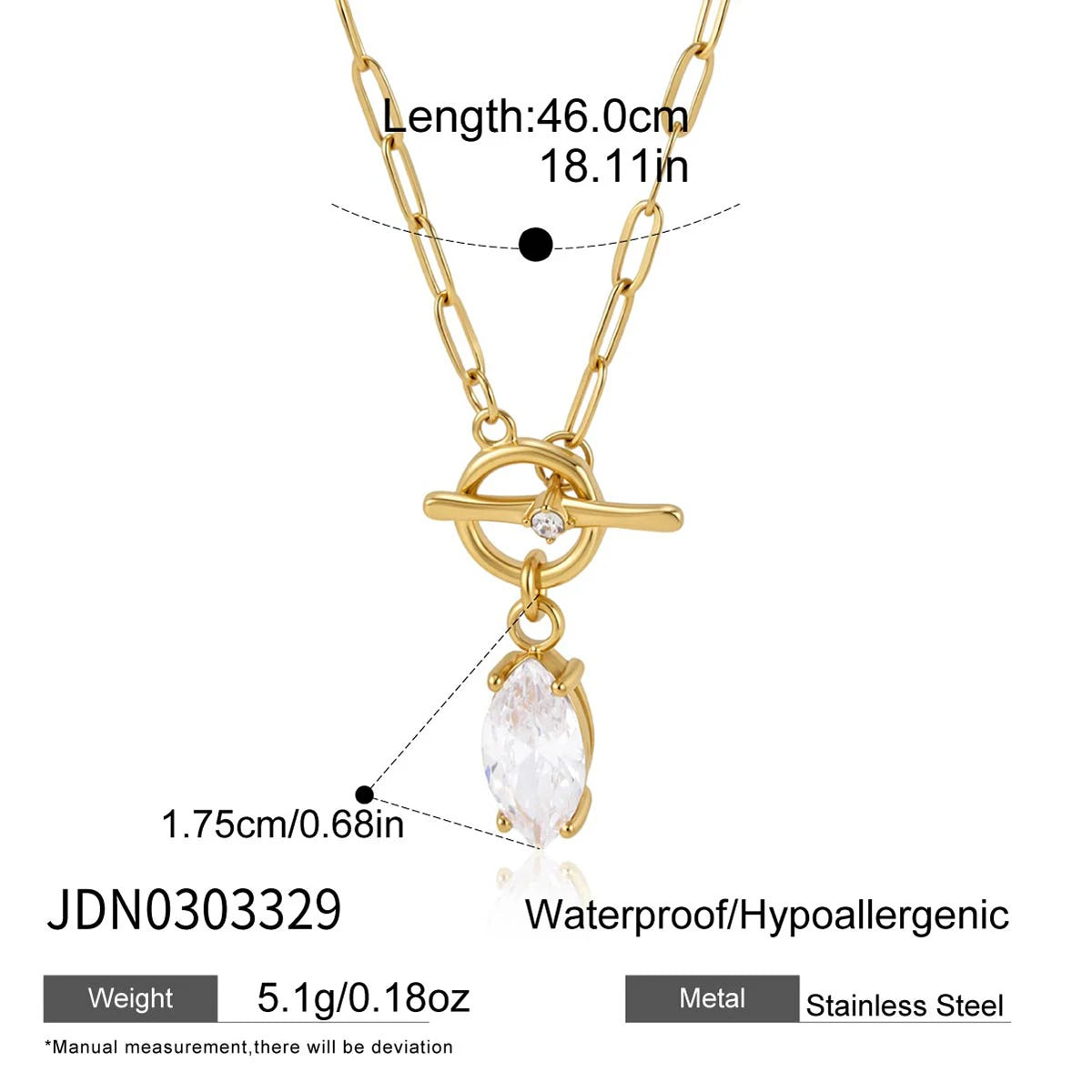 Kika Classic Horse Eye Shape Zircon Pendant Necklace
