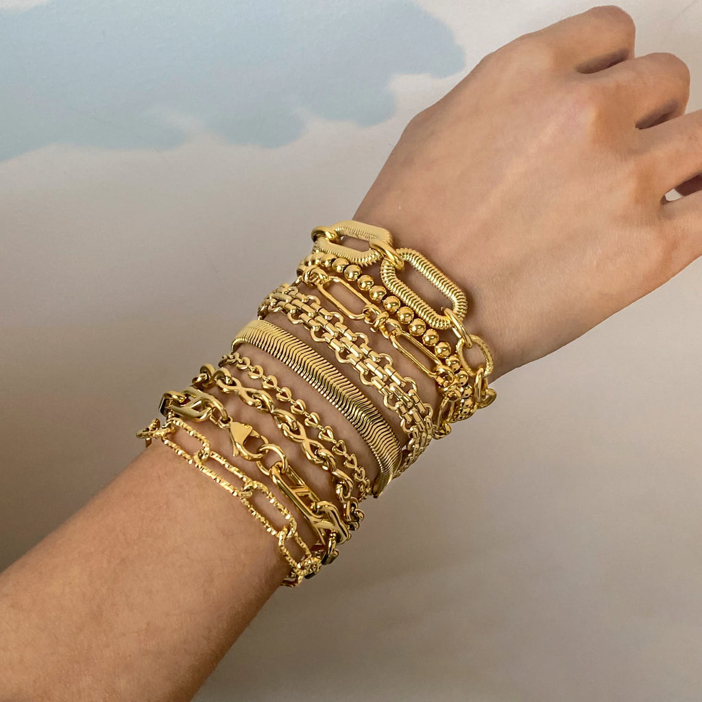 Kika Retro 18K Gold Color Plated Bracelet Stackable Chain Bracelet