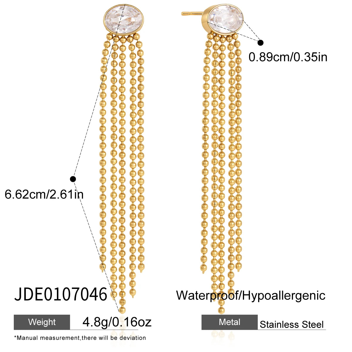 KIKA Geometric Zircon Earrings PVDt 18K Gold Plated Stainless Steel 316L