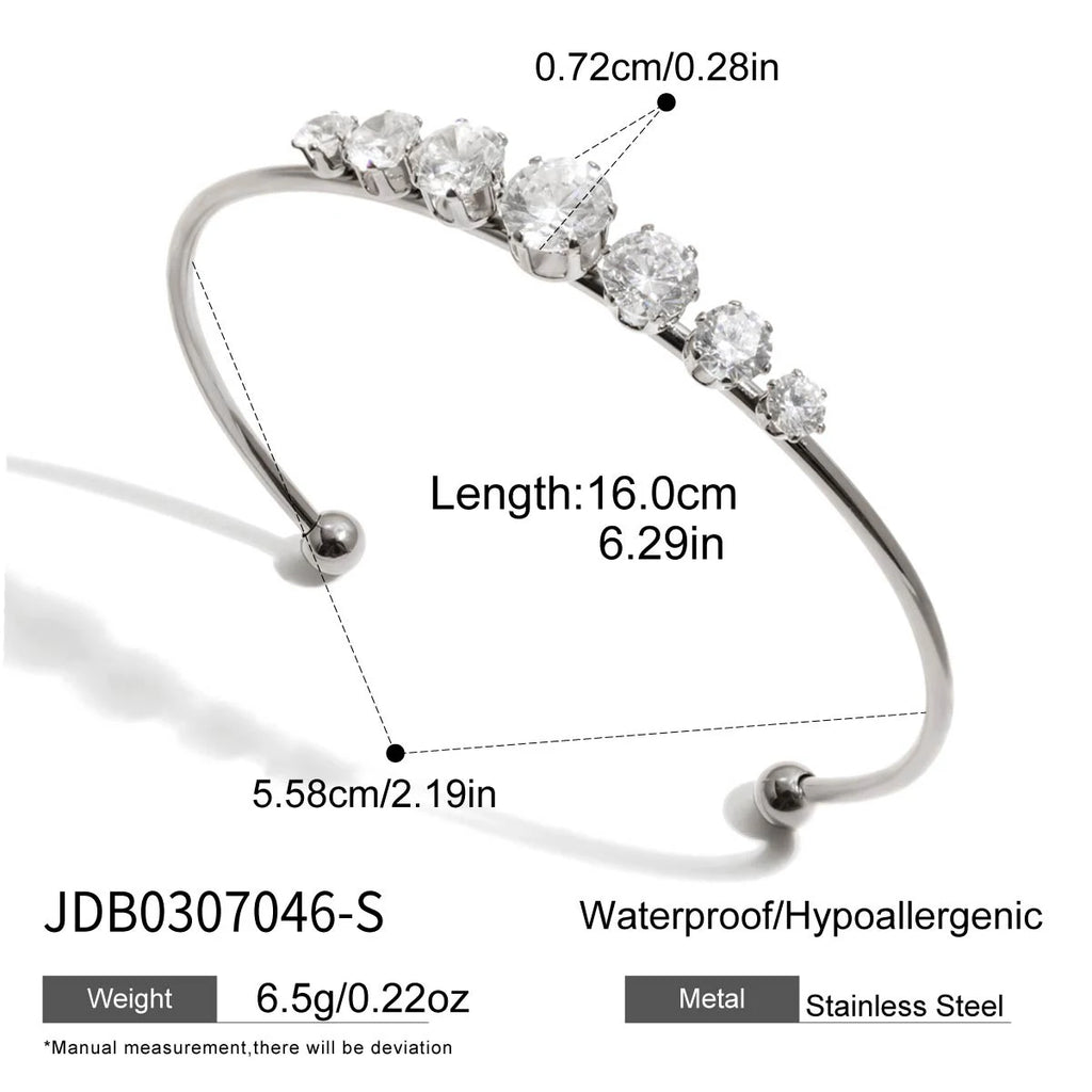 KIKA Delicate Geometric Zircon Cuff Bracelet  Stainless Steel 316L