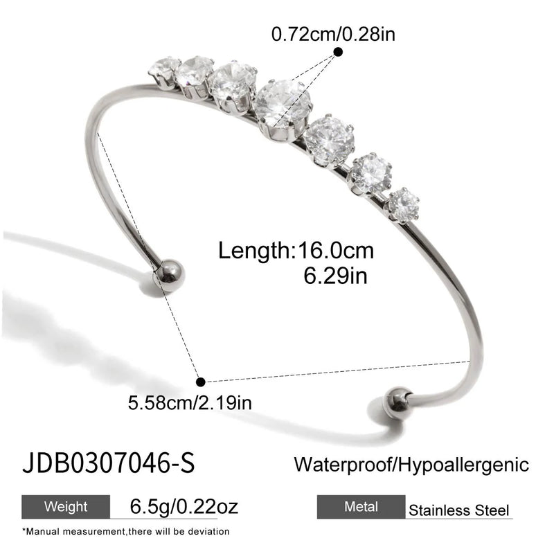 KIKA Delicate Geometric Zircon Cuff Bracelet  Stainless Steel 316L