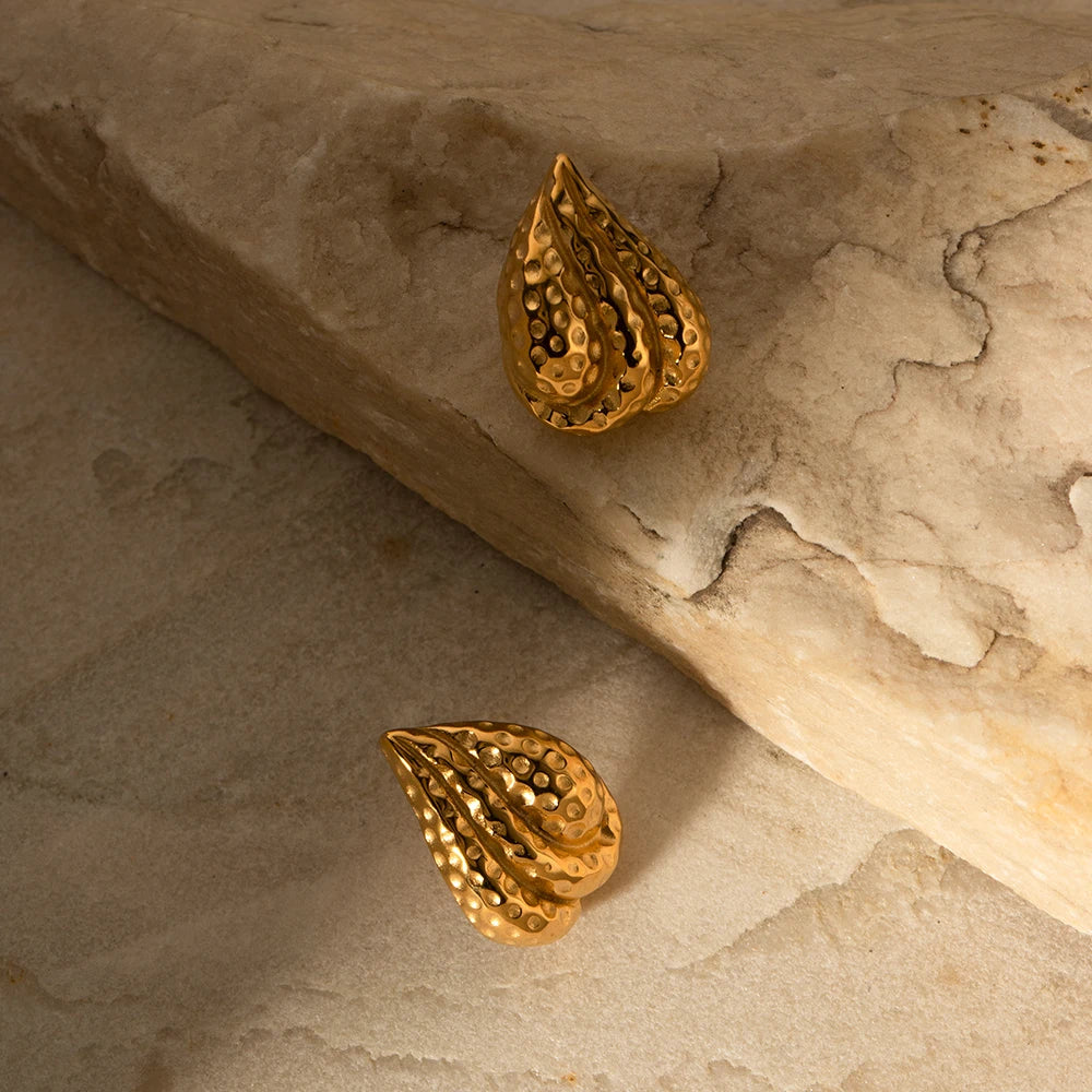 Stainless Steel Texture Ear Studs Irregular Earrings