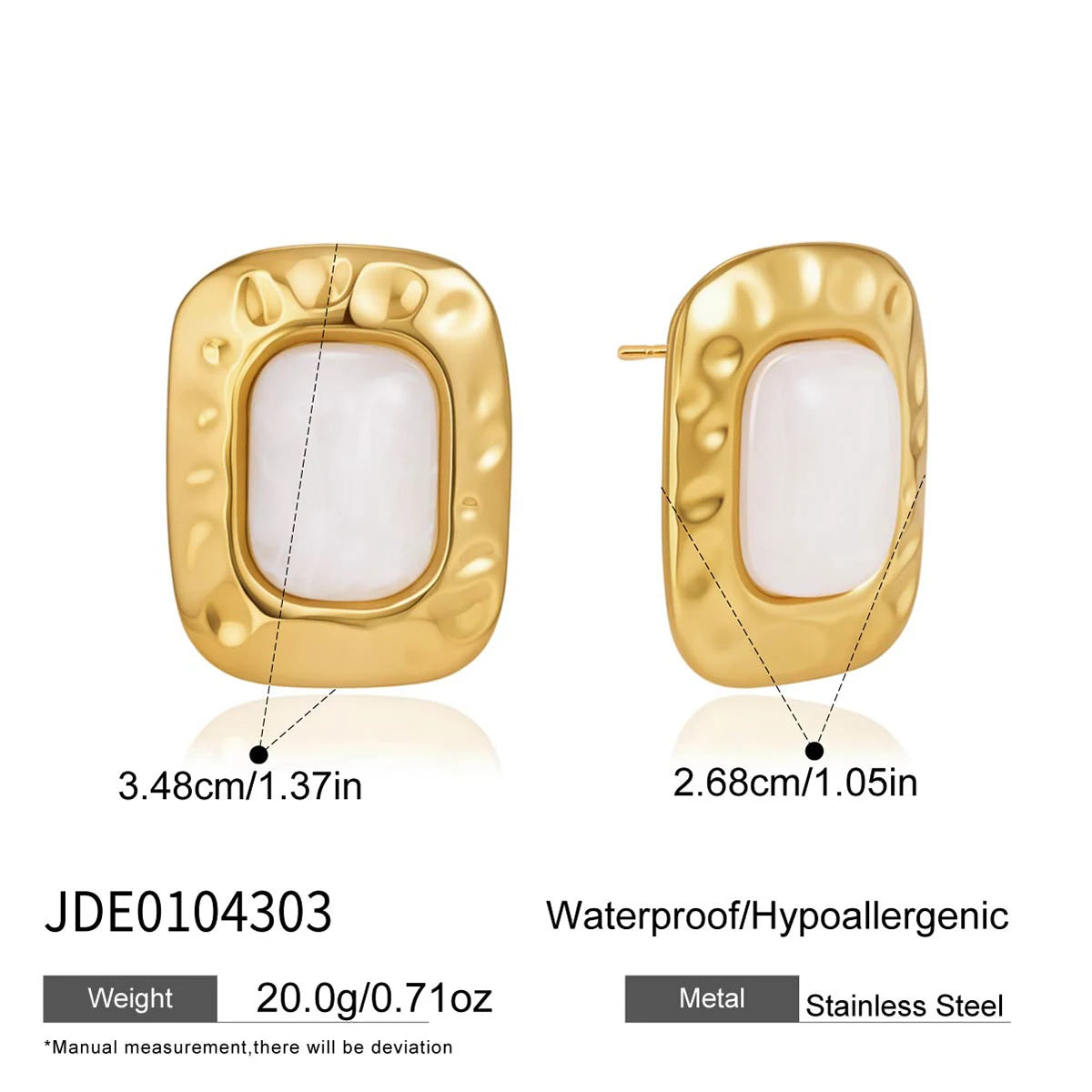 Kika Vintage White Resin Stud Earrings