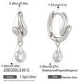 Kika Round Zircon Pendant Wave Shape Twisted Clip Earrings