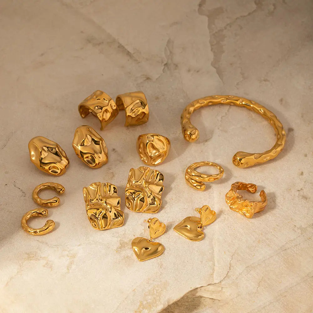 Irregular Square Hammer Heart Earrings